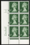 Y1668 (U85A) 2p deep green. 2B  Enschedé. 2mm varnished bands PVA  bluish. Cyld. 1 dot. Yellow fluor U/M (MNH)