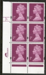 Y1667 (U69B) 1p crimson. Harrison/DLR  2B blue fluor. PVA. bluish  Cyld. 1 dot. phos 45 U/M (MNH)