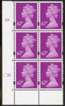 Y1735 (-) 67p brt. mauve  DLR cyl. D1 right U/M (MNH)