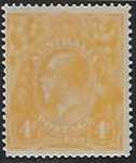 1916  Australia  SG.22b  4d lemon-yellow. (ASC 110C)  lightly mounted mint.