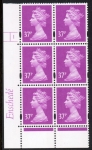 Y1703 (U361)  37p bright mauve  2B Enschede Cyl.1 no dot blue fluor. varnished bands U/M (MNH)
