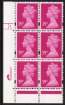 Y1708 (U379)  39p bright magenta  2B Harr/DLR Cyl. 1 dot phos 45 blue fluor .U/M (MNH)