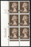 Y1716 (U401)  43p deep olive-brown  2B  Enschede. 2mm VB. Cyl. 1 dot. blue fluor U/M (MNH)
