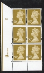 Y1726 (U435)  50p 2B ochre. PVA bluish DLR Cyl.D1 no dot phos D1  blue fluor. U/M (MNH)