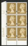 Y1726 (U432)  50p Ochre  2B  Enschede.  Cyl. 2 no dot. blue fluor U/M (MNH)