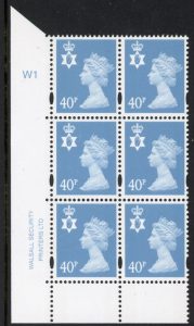NI84  40p 2B deep Azure   cyld. W1 phos W2   Walsall U/M (MNH)