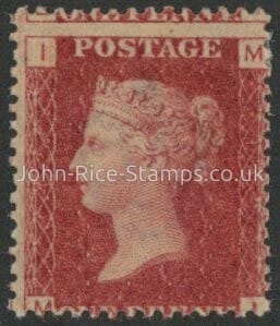 SG.43 1d rose red. corner letters 'MI' Plate 143  mint Original Gum