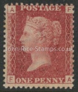SG.43 1d rose red. corner letters 'FA' Plate 172  mint Original Gum