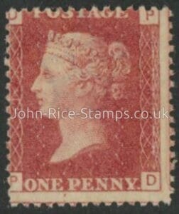 SG.43 1d rose red. corner letters 'PD' Plate 97  mint Original Gum