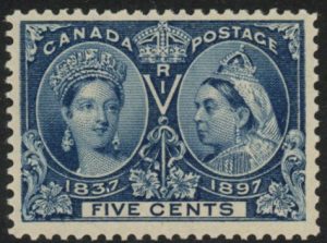 1897 Canada SG.128 5c deep blue  lightly mounted mint.