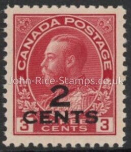 1926 Canada - 2 cents on 3 cents carmine - SG.265  u/m (MNH)