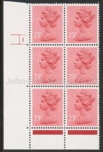U283 (x965)  Harrison 23p brown-red phos.(FCP)   perf RE  Cyld. 1 no dot  U/M (MNH)