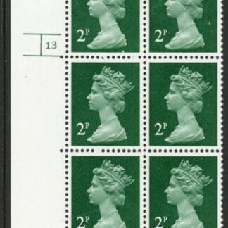 U83 (x926)  Harrison 2p green (FCP) PVAD. cyld 13 no dot. U/M (MNH)