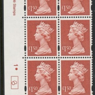 Y1800 (UC14)  Enschéde £1.50 red  Cyld. 1  dot (8)  U/M (MNH)