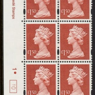 Y1800 (UC14)  Enschéde £1.50 red  Cyld. 1 dot (10)  U/M (MNH)