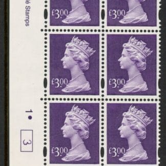 Y1802 (UC16)  Enschéde £3.00 dull violet  Cyld. 1dot (3)  U/M (MNH)