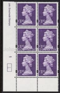 Y1802 (UC16)  Enschéde £3.00 dull violet  Cyld. 1 no dot (1)  U/M (MNH)