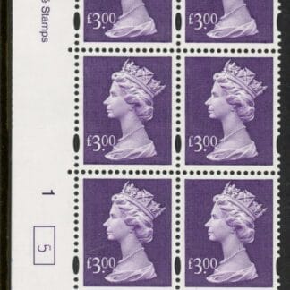 Y1802 (UC16)  Enschéde £3.00 dull violet  Cyld. 1 no dot (5)  U/M (MNH)