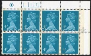X996 (UG12)  Waddington 4p greenish blue Cyld. 3a,3b phos 4  no dot.  U/M (MNH)