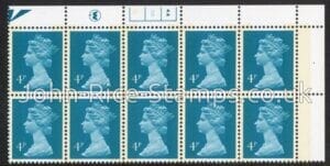 X996 (UG12)  Waddington 4p greenish blue Cyld. 4a,3b phos 4  no dot.  U/M (MNH)