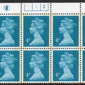X996 (UG12)  Waddington 4p greenish blue Cyld. 4a,3b phos 4  no dot.  U/M (MNH)