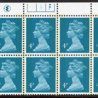 X996 (UG12)  Waddington 4p greenish blue Cyld. 4a,3b phos 3 dot.  U/M (MNH)