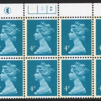 X996 (UG12)  Waddington 4p greenish blue Cyld. 4a,4b phos 4 no dot.  U/M (MNH)