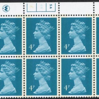 X996 (UG12)  Waddington 4p greenish blue Cyld. 5a,4b phos 4 no dot.  U/M (MNH)