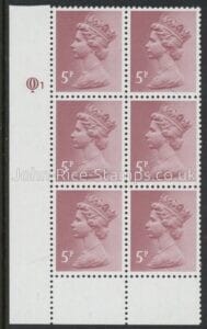 X1004 (UG17B)  Questa 5p claret Perf 14 . FCP Cyld. Q1 imp.U/M (MNH)