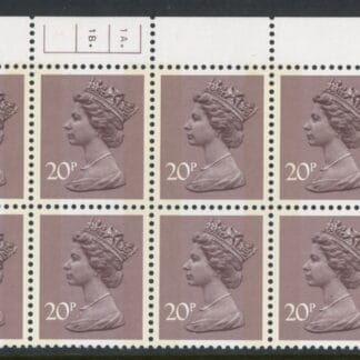 X998 (UG48)  Waddington 20p  dull purple. Cyld. 1A 1B  dot. phos.1  U/M (MNH)