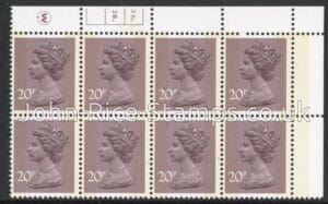 X998 (UG48)  Waddington 20p  dull purple. Cyld. 3A 2B  dot. phos.1  U/M (MNH)