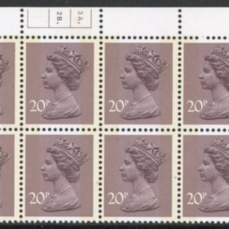 X998 (UG48)  Waddington 20p  dull purple. Cyld. 3A 2B  dot. phos.1  U/M (MNH)