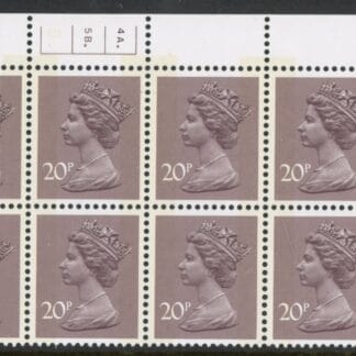 X998 (UG48)  Waddington 20p  dull purple. Cyld. 4A 5B  dot. phos.5  U/M (MNH)