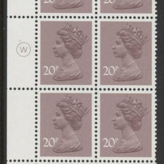 X999 (UG49)  Waddington 20p  dull purple. Cyld. 16A 11B  no dot   U/M (MNH)