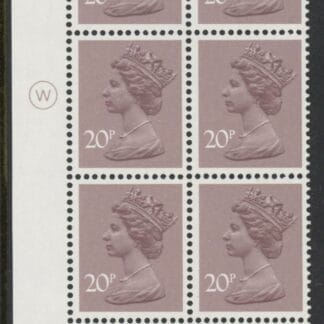 X999 (UG49)  Waddington 20p  dull purple. Cyld. 17A 11B  dot   U/M (MNH)