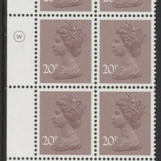 X999 (UG49)  Waddington 20p  dull purple. Cyld. 18A 12B no dot. U/M (MNH)