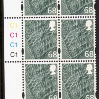 NI101  68p linen. Cyld. C1x4   blue fluor R1 C1  printed by Cartor U/M (MNH)