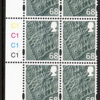 NI101  68p linen. Cyld. C1x4   R1 C2 blue fluor   printed by Cartor U/M (MNH)