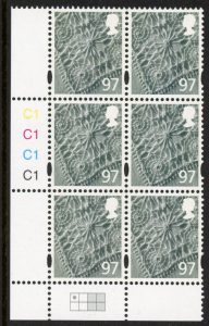 NI105 97p Linen Cyld. C1 x 4 phos. C1 - R1C1 printed by Cartor U/M (MNH)