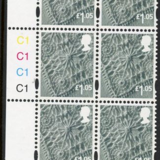 NI107 £1.05p 2B linen Cyld. C1 x 4   phos. C1  - R1 C1 printed by Cartor U/M (MNH)