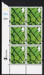 NI123  1st  Fields. Cyld. D1x3  dot  phos. D1  printed by DLR U/M (MNH)