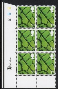 NI123  1st  Fields. Cyld. D1x2  no dot  phos. D1  printed by DLR U/M (MNH)