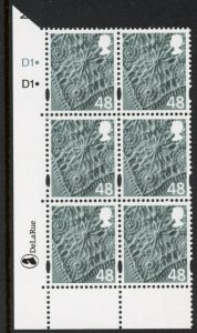 NI124  48p  linen. Cyld. D1x2  dot  phos. D1  printed by DLR U/M (MNH)