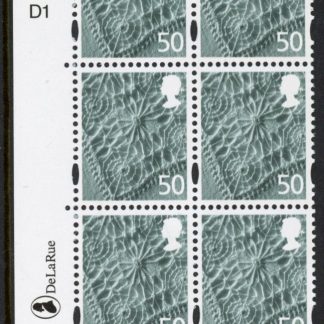 NI125 50p 2B linen Cyld. D1D1  phos. D1 printed by DLR U/M (MNH)