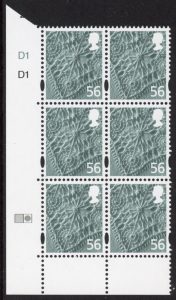 NI126 56p Linen. Cyld. D1D1D1 no dot phos D1. printed by DLR U/M (MNH)