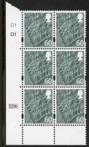 NI127 60p Linen. Cyld. D1D1D1 no dot phos D1. printed by DLR U/M (MNH)
