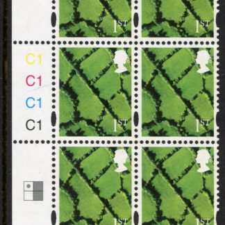 NI158  1st  fields. (new font) Cyld. C1x4   blue fluor R1 C1  printed by Cartor U/M (MNH)