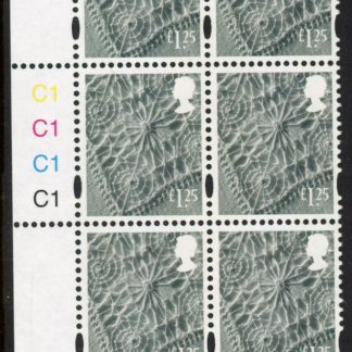 NI160  £1.25 linen. (new font) Cyld. C1x4   blue fluor R2 C1  printed by Cartor U/M (MNH)