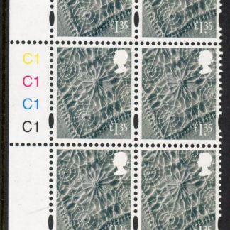NI161  £1.35 linen. (new font) Cyld. C1x4   blue fluor R2 C2  printed by Cartor U/M (MNH)