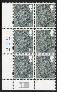 NI165  £1.42 linen. (new font) Cyld. C1x4   blue fluor R1 C1  printed by Cartor U/M (MNH)